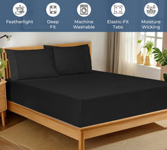 Royale Linens 100% Organic Cotton Percale Weave Super Soft Deep Pocket Bottom Sheets Elastic Sheet Fitted Sheets Only