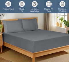 Royale Linens 100% Organic Cotton Percale Weave Super Soft Deep Pocket Bottom Sheets Elastic Sheet Fitted Sheets Only