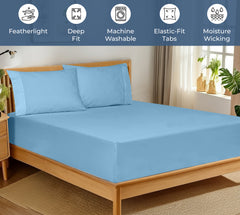 Royale Linens 100% Organic Cotton Percale Weave Super Soft Deep Pocket Bottom Sheets Elastic Sheet Fitted Sheets Only