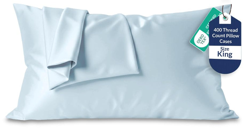 400TC cotton pillow Caribbean Blue