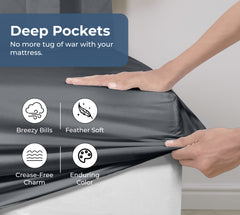 Royale Linens 100% Organic Cotton Percale Weave Super Soft Deep Pocket Bottom Sheets Elastic Sheet Fitted Sheets Only