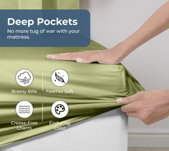 Royale Linens 100% Organic Cotton Percale Weave Super Soft Deep Pocket Bottom Sheets Elastic Sheet Fitted Sheets Only