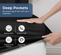 Royale Linens 100% Organic Cotton Percale Weave Super Soft Deep Pocket Bottom Sheets Elastic Sheet Fitted Sheets Only