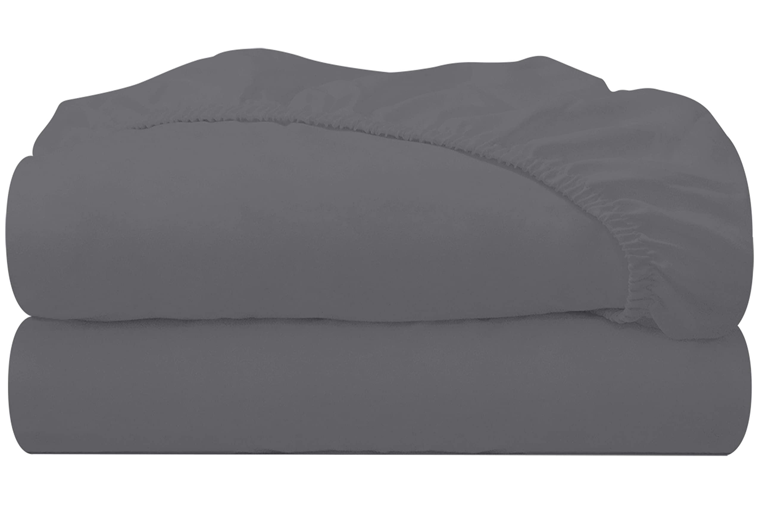 Royale Linens 2 Pack Queen Fitted Sheet Set - Bottom Sheet - Ultra Soft & Breathable - Brushed 1800 Microfiber - Wrinkle & Stain Resistant - Hotel Quality Deep Pocket Stretches Up to 16" (Queen, Grey)