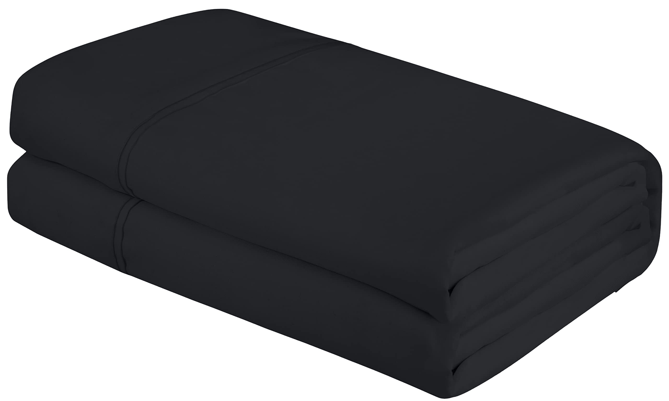 Royale Linens Queen Size Flat Sheet Only - Brushed 1800 Microfiber - Ultra Soft & Breathable - Wrinkle & Stain Resistant - Hotel Quality Flat Sheet Sold Separately - Top Sheet For Bed - (Queen, Black)