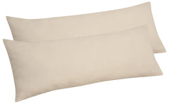 Royale Linens Body Pillow Cover - Double Brushed 1800 Microfiber - 20"x54" with Hidden Zipper Closure - Wrinkle & Fade Resistant - Super Soft Body Pillowcase 2 Pack (Sand, Pack of 2)