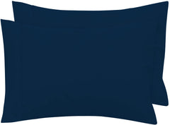 Royale Linens Queen Pillowcase Set of 2 - Bed Pillow Cover - 20" x 30" - Navy Pillowcases - 1800 Brushed Microfiber, Wrinkle & Fade Resistant - Soft & Cozy- Queen Size Pillow Case (Queen, Navy)