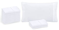 Royale Linens White Cotton Pillowcase Set - Queen Size 20" x 30" Bed Pillow Cover - 100% Cotton- Bulk Pillow Cases - Soft & Cozy- Envelope Closure-Hotel Quality Pillow Case Pack of 12 (Queen, White)