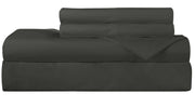 ROYALE LINEN 300 Thread Count 100% Long Staple Combed Cotton Sheet Set - 4 Piece Bed Sheet 1 Fitted Sheet, 1 Flat Sheet, 2 Pillow Case - Breathable, Cool & Crisp Percale Sheet Set (Black)
