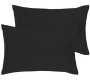 Royale Linens Pillow Shams 2 Pack- Brushed 1800 Microfiber - Bed Pillow Shams, Wrinkle Resistant Super Soft and Cozy - Back Overlap Closure - Oxford Pillowcase (Black)