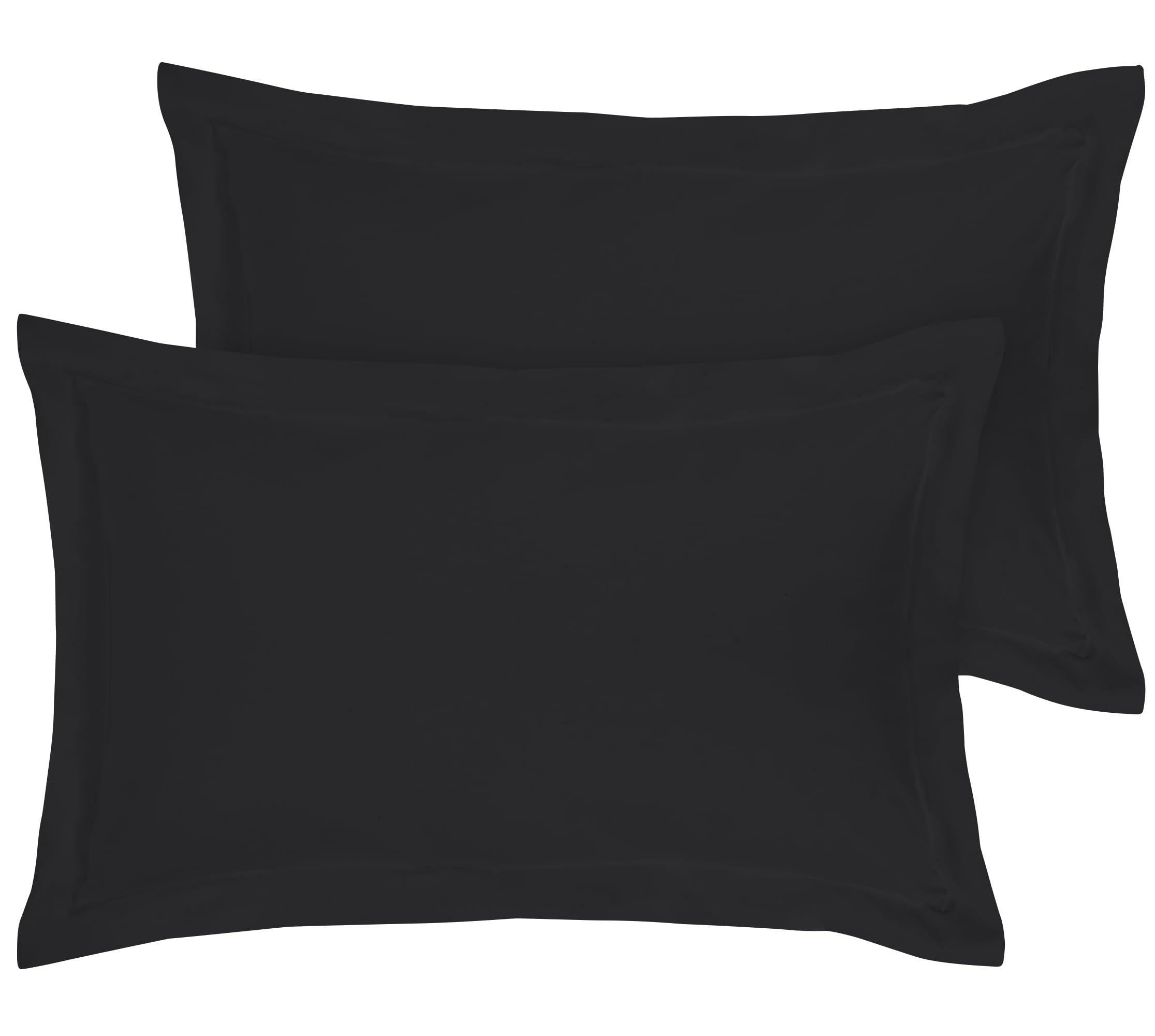 Royale Linens Pillow Shams 2 Pack- Brushed 1800 Microfiber - Bed Pillow Shams, Wrinkle Resistant Super Soft and Cozy - Back Overlap Closure - Oxford Pillowcase (Black)