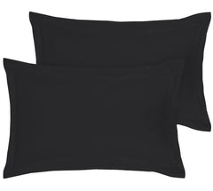 Royale Linens Pillow Shams 2 Pack Queen Size 20x30 Inch - Brushed 1800 Microfiber - Bed Pillow Shams, Wrinkle Resistant Super Soft and Cozy - Back Overlap Closure - Oxford Pillowcase (Queen, Black)