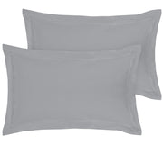 Royale Linens Pillow Shams 2 Pack - Brushed 1800 Microfiber - Bed Pillow Shams, Wrinkle Resistant Super Soft and Cozy - Back Overlap Closure - Oxford Pillow Case (Silver)