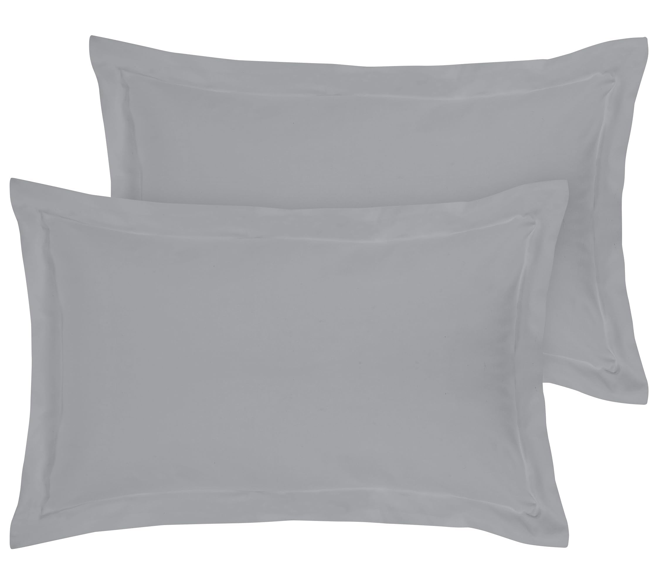Royale Linens Pillow Shams 2 Pack - Brushed 1800 Microfiber - Bed Pillow Shams, Wrinkle Resistant Super Soft and Cozy - Back Overlap Closure - Oxford Pillow Case (Silver)
