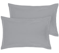 Royale Linens Pillow Shams 2 Pack Queen Size 20x30 Inch - Brushed 1800 Microfiber - Bed Pillow Shams, Wrinkle Resistant Super Soft and Cozy - Back Overlap Closure - Oxford Pillow Case (Queen, Silver)