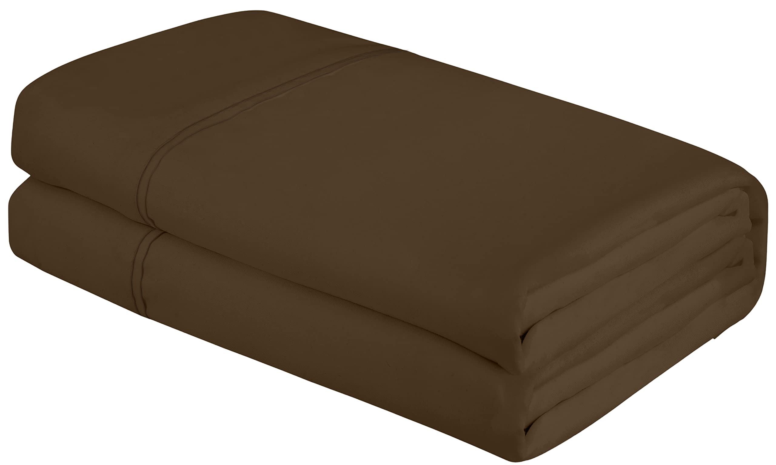 Royale Linens Queen Size Flat Sheet Only - Brushed 1800 Microfiber - Ultra Soft & Breathable - Wrinkle Resistant - Hotel Quality Flat Sheet Sold Separately - Top Sheet for Bed (Queen, Chocolate)