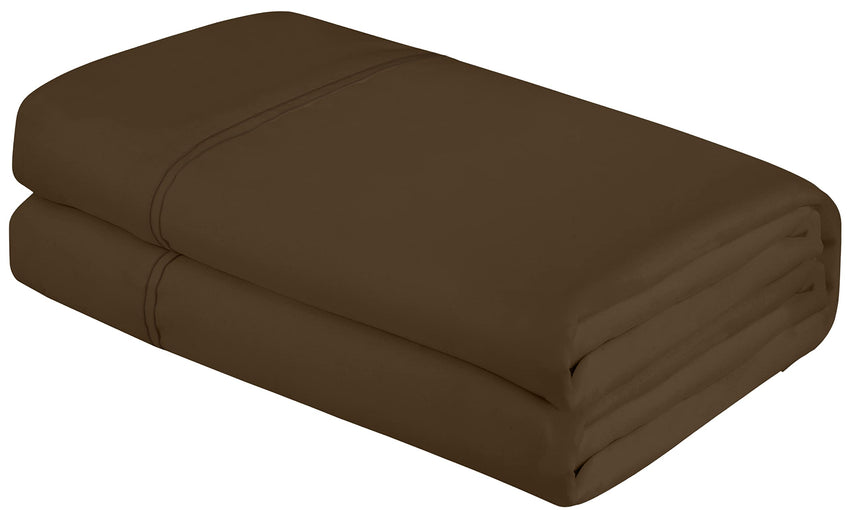 Royale Linens Queen Size Flat Sheet Only - Brushed 1800 Microfiber - Ultra Soft & Breathable - Wrinkle Resistant - Hotel Quality Flat Sheet Sold Separately - Top Sheet for Bed (Queen, Chocolate)