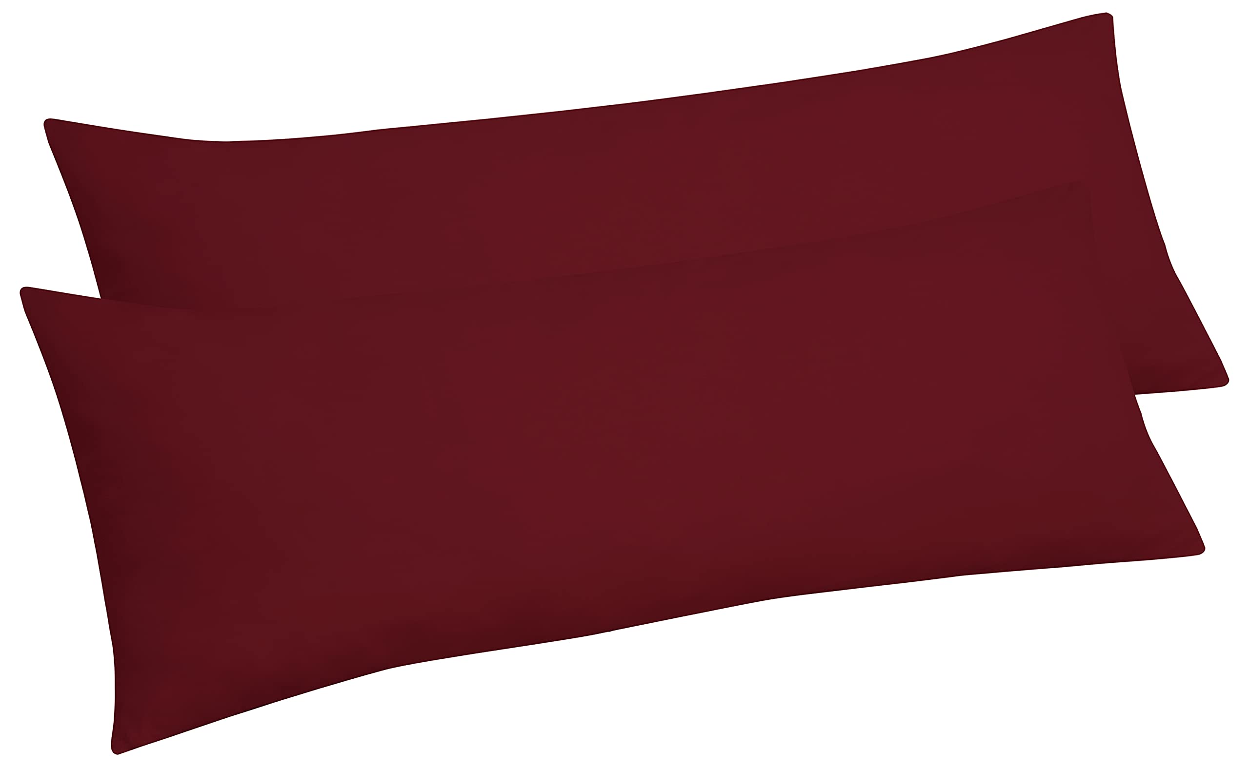 Royale Linens Body Pillow Cover - Double Brushed 1800 Microfiber - 20"x54" with Hidden Zipper Closure - Wrinkle & Fade Resistant - Super Soft Body Pillowcase 2 Pack (Burgundy, Pack of 2)