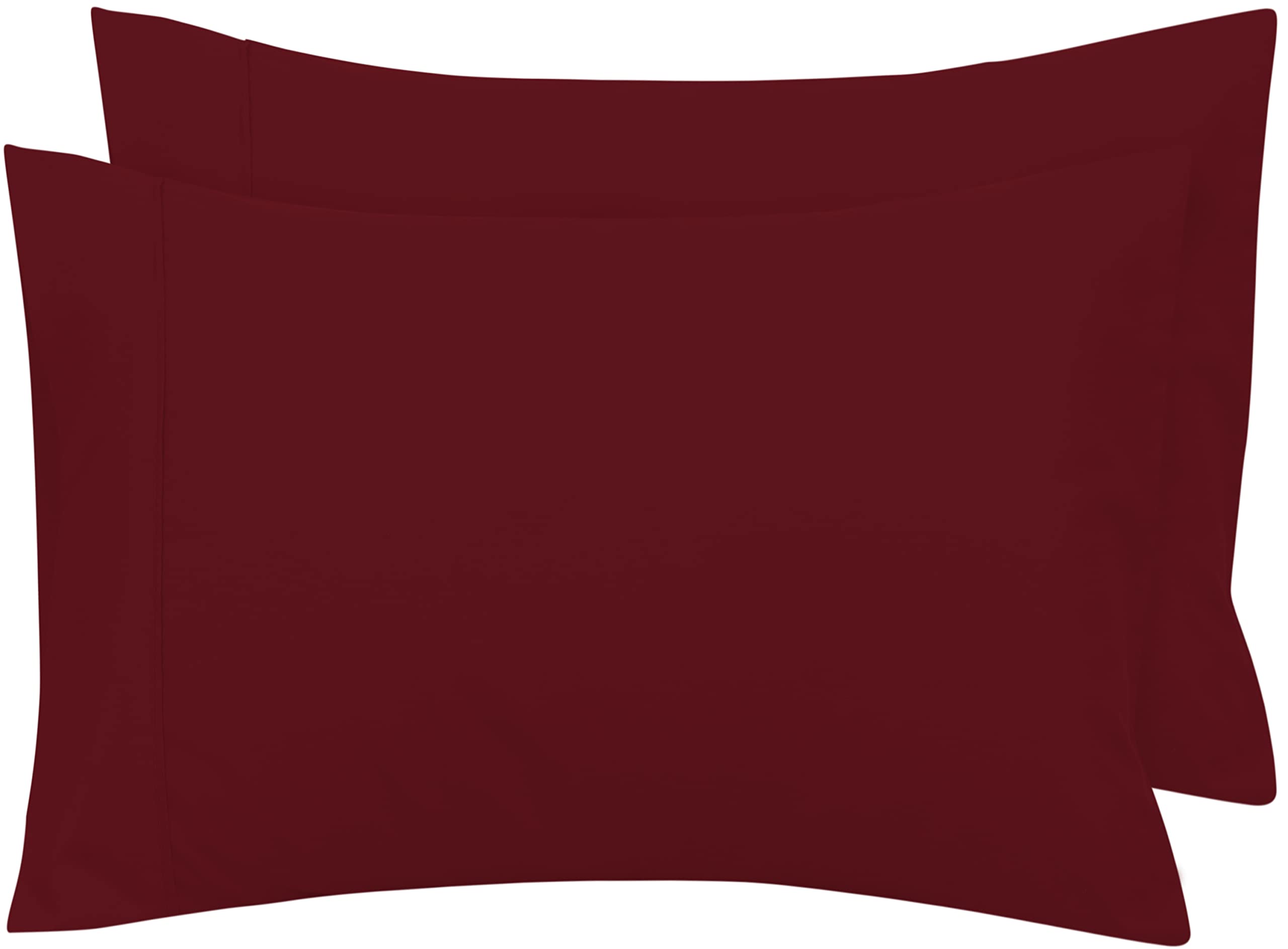 Royale Linens Queen Pillowcase Set of 2 - Bed Pillow Cover - 20" x 30" - Red Pillowcases - 1800 Brushed Microfiber, Wrinkle & Fade Resistant - Soft & Cozy- Queen Size Pillow Case (Queen, Burgundy)