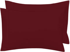 Royale Linens Queen Pillowcase Set of 2 - Bed Pillow Cover - 20" x 30" - Red Pillowcases - 1800 Brushed Microfiber, Wrinkle & Fade Resistant - Soft & Cozy- Queen Size Pillow Case (Queen, Burgundy)