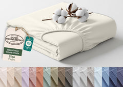 144TC cotton fitted sheet Ivory