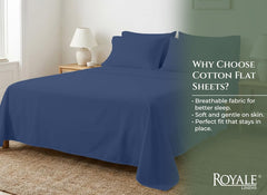 144TC cotton flat sheet Navy