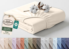 144TC cotton fitted sheet Cream