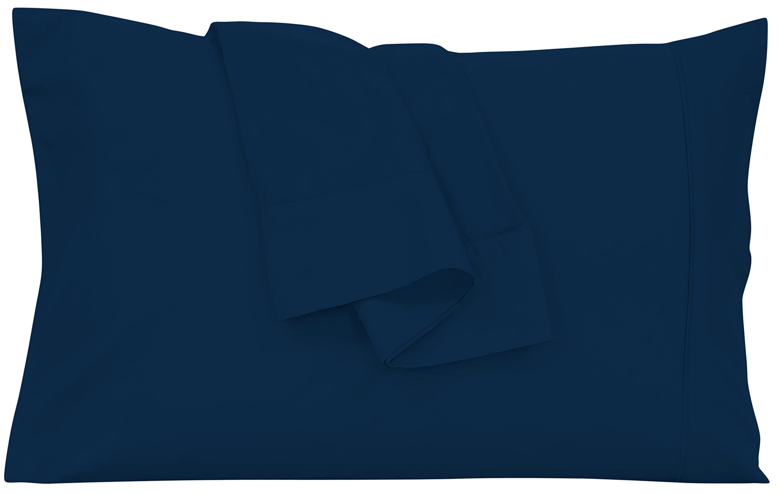 Royale Linens Pillowcase Set of 2 - Bed Pillow Cover - Navy Pillowcases - 1800 Brushed Microfiber, Wrinkle & Fade Resistant - Soft & Cozy- Pillow Case ( Navy)