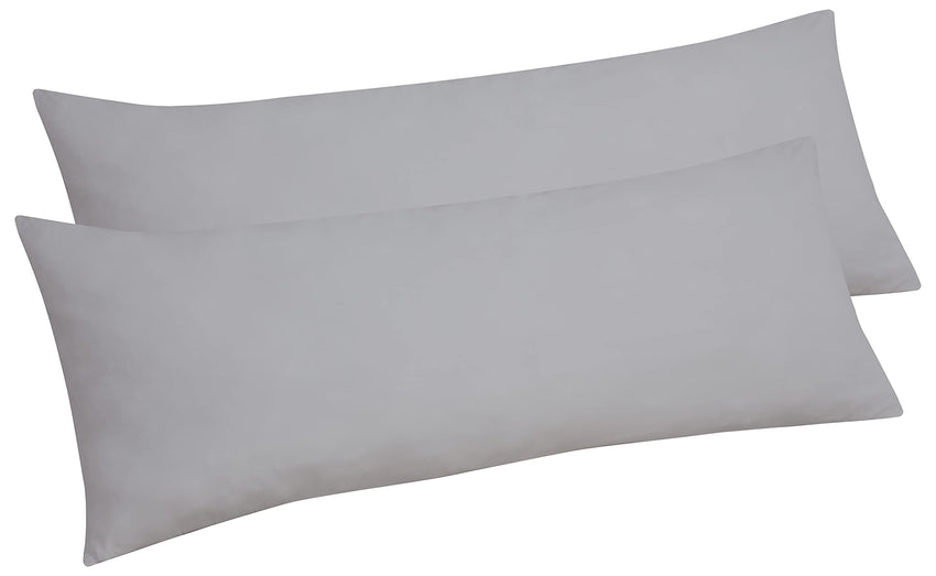 Royale Linens Body Pillow Cover - Double Brushed 1800 Microfiber - 20"x54" with Hidden Zipper Closure - Wrinkle & Fade Resistant - Super Soft Body Pillowcase 2 Pack (Silver, Pack of 2)