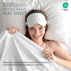 400TC cotton flat Signature White