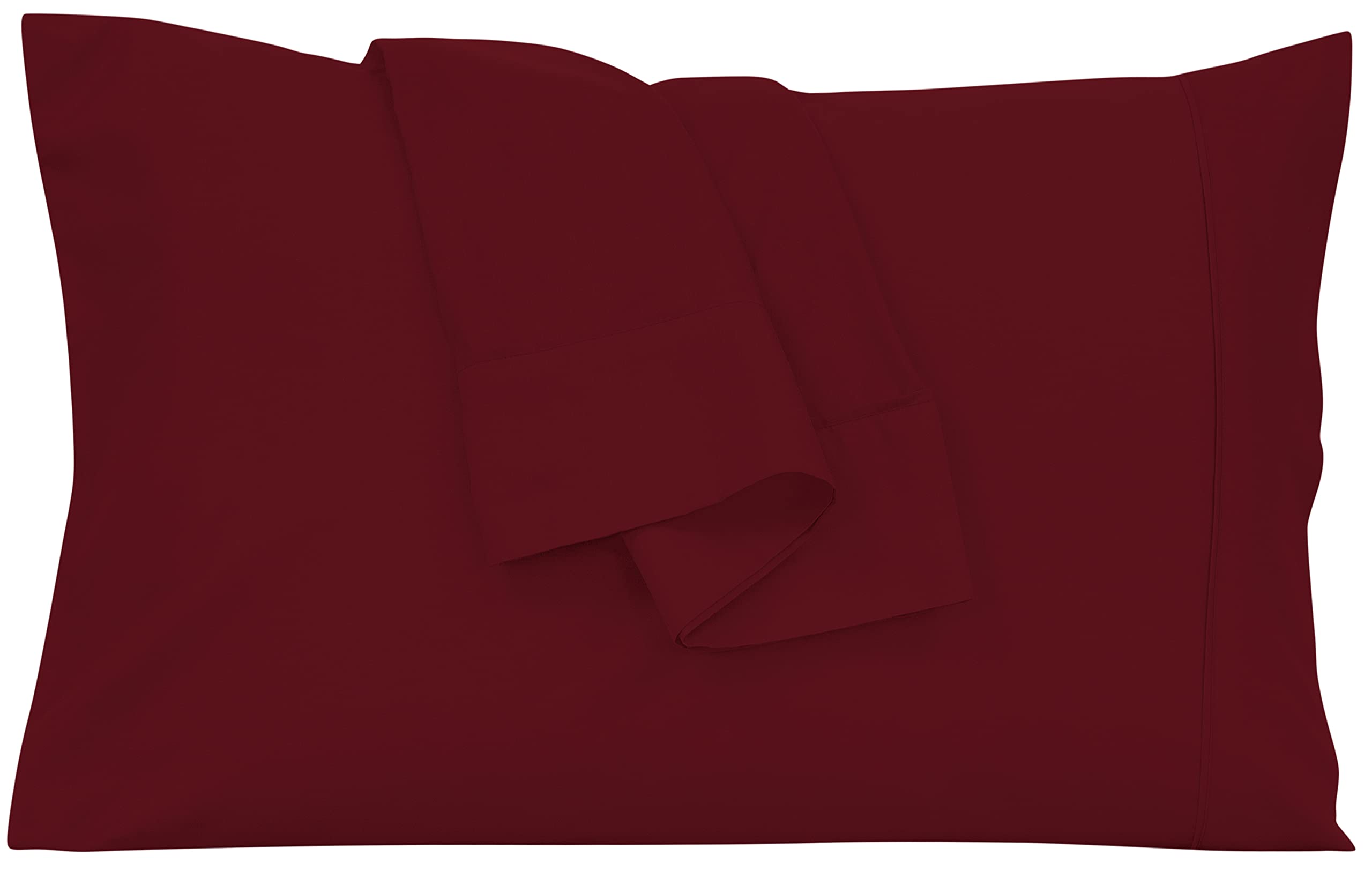 Royale Linens Pillowcase Set of 2 - Bed Pillow Cover - Red Pillowcases - 1800 Brushed Microfiber, Wrinkle & Fade Resistant - Soft & Cozy- Pillow Case (Burgundy)