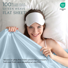 400TC cotton flat Caribbean Blue