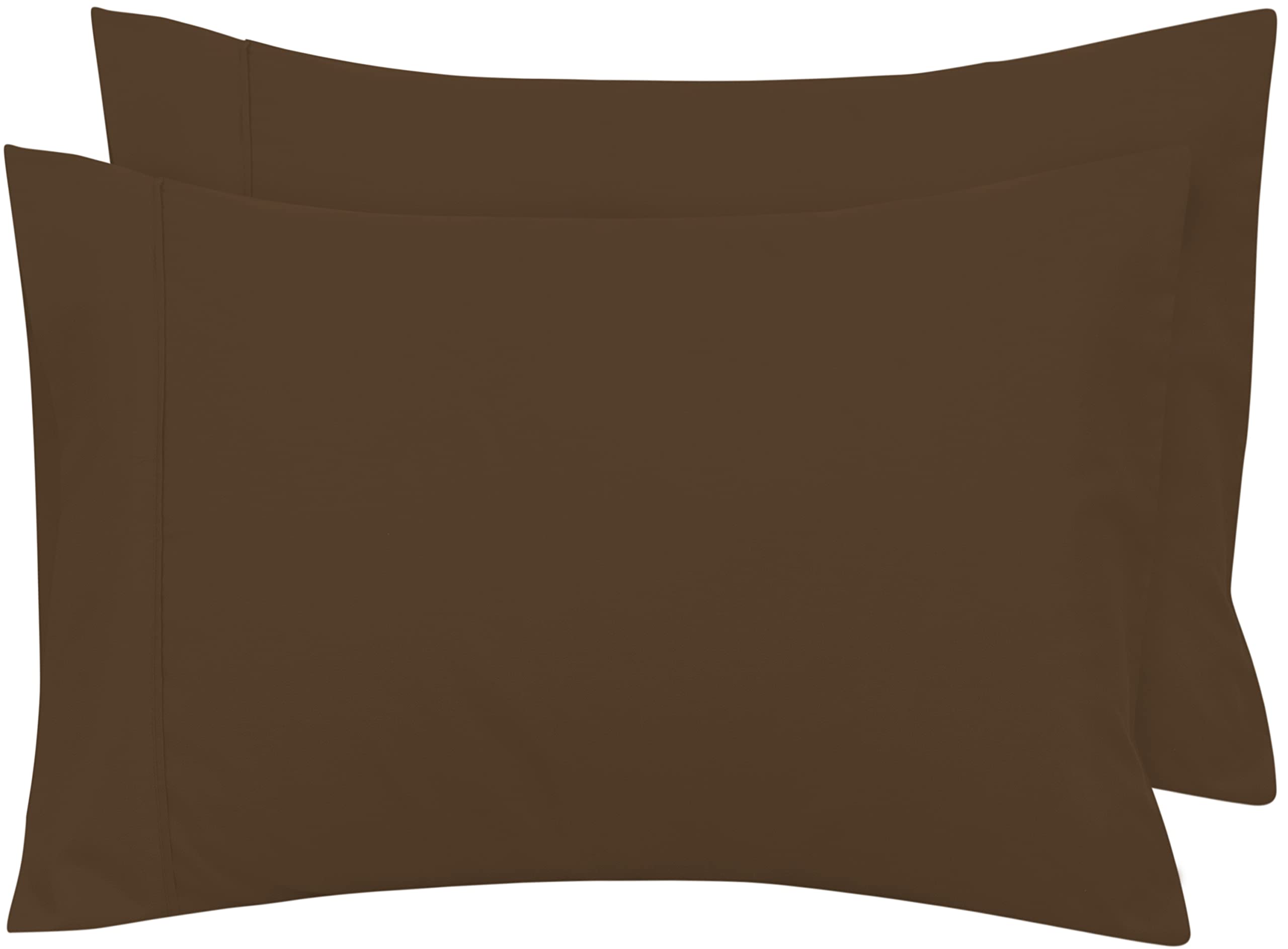 Royale Linens Queen Pillowcase Set of 2 - Bed Pillow Cover - 20x30 - Chocolate Pillowcases - 1800 Brushed Microfiber, Wrinkle & Fade Resistant - Soft & Cozy- Queen Size Pillow Case (Queen, Chocolate)