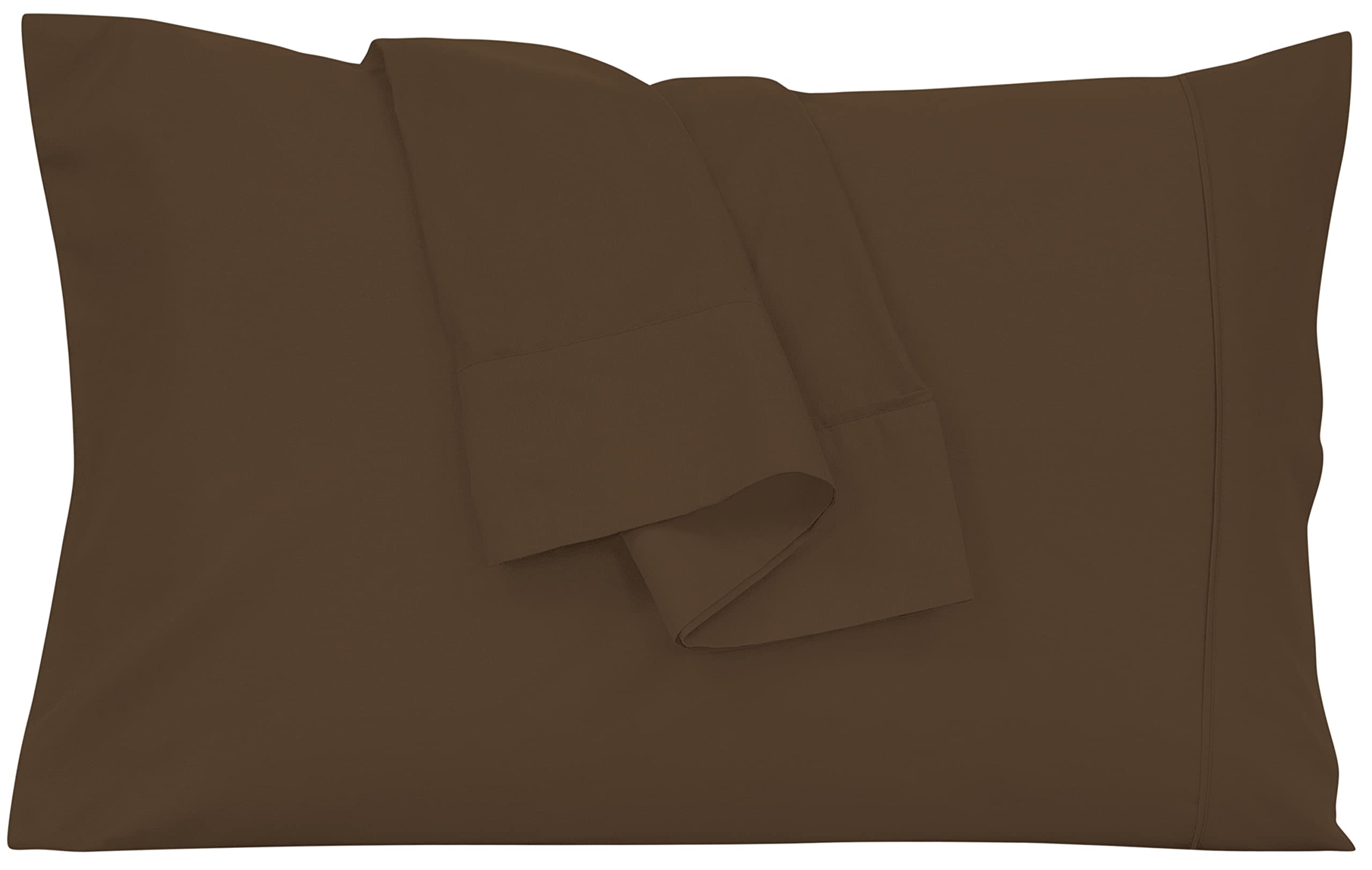 Royale Linens Pillowcase Set of 2 - Bed Pillow Cover -  Chocolate Pillowcases - 1800 Brushed Microfiber, Wrinkle & Fade Resistant - Soft & Cozy- Pillow Case (Chocolate)