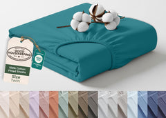 144TC cotton fitted sheet Teal