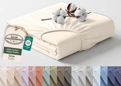 144TC cotton fitted sheet Cream