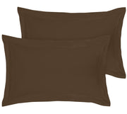 Royale Linens Pillow Shams 2 Pack - Brushed 1800 Microfiber - Bed Pillow Shams Wrinkle Resistant Super Soft and Cozy-Back Overlap Closure - Oxford Pillow Case (Chocolate)