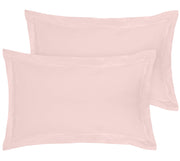 Royale Linens Pillow Shams 2 Pack - Brushed 1800 Microfiber - Bed Pillow Shams, Wrinkle Resistant Super Soft and Cozy - Back Overlap Closure - Oxford Pillowcase (Pink)