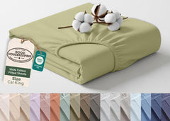 144TC cotton fitted sheet Sage Green