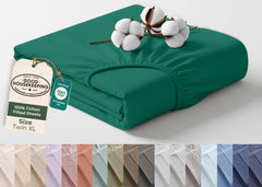 144TC cotton fitted sheet Hunter Green