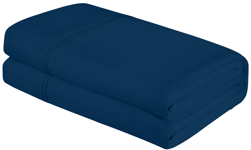 Royale Linens Queen Size Flat Sheet Only - Brushed 1800 Microfiber - Ultra Soft & Breathable - Wrinkle & Stain Resistant - Hotel Quality Flat Sheet Sold Separately - Top Sheet for Bed - (Queen, Navy)