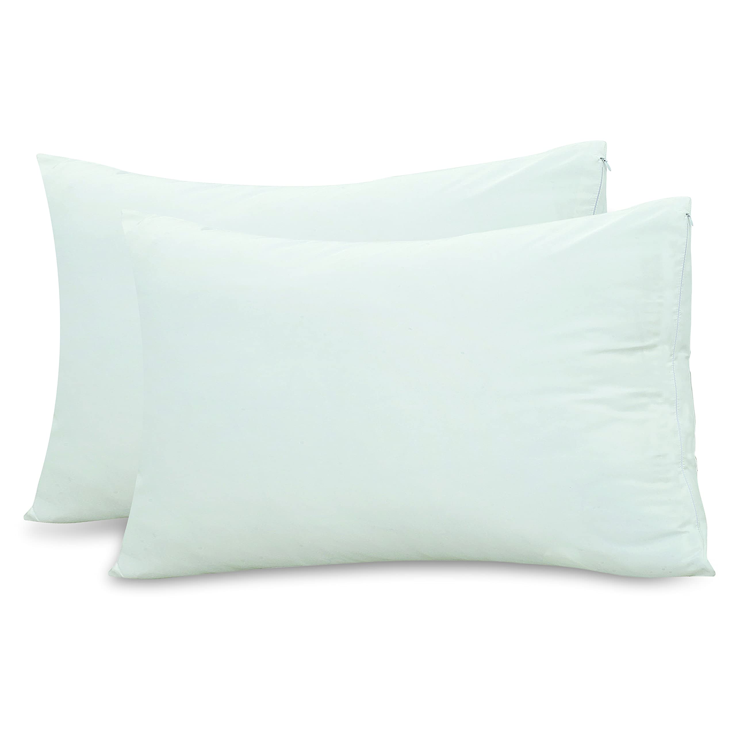 Royale Linens Waterproof Pillow protector 2 Pack - Pillow Encasement - 100% Microfiber - Zippered Closure - Pillow Case - Smooth & Breathable (Pack Of 2, White)