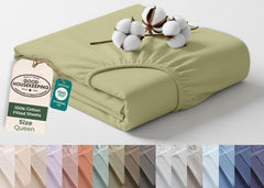 144TC cotton fitted sheet Sage Green