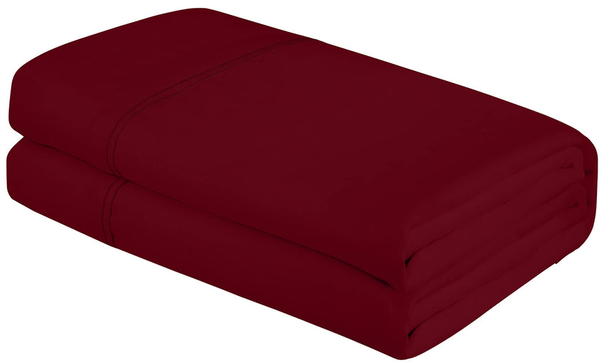 Royale Linens Queen Size Flat Sheet Only - Brushed 1800 Microfiber - Ultra Soft & Breathable - Wrinkle & Stain Resistant - Hotel Quality Flat Sheet Sold Separately - Top Sheet for Bed(Queen,Burgundy)