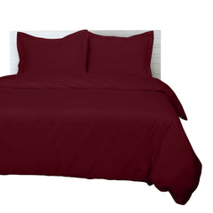 ROYALE Burgundy Duvet Cover Queen Size - Washed Duvet Cover Set, 3 Piece Double Brushed Duvet Covers with Button Closure - 1 Duvet Cover 90x90 inches and 2 Pillow Shams - Comforter Cover