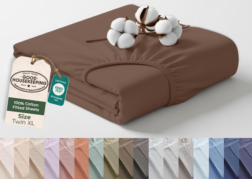 144TC cotton fitted sheet Chocolate