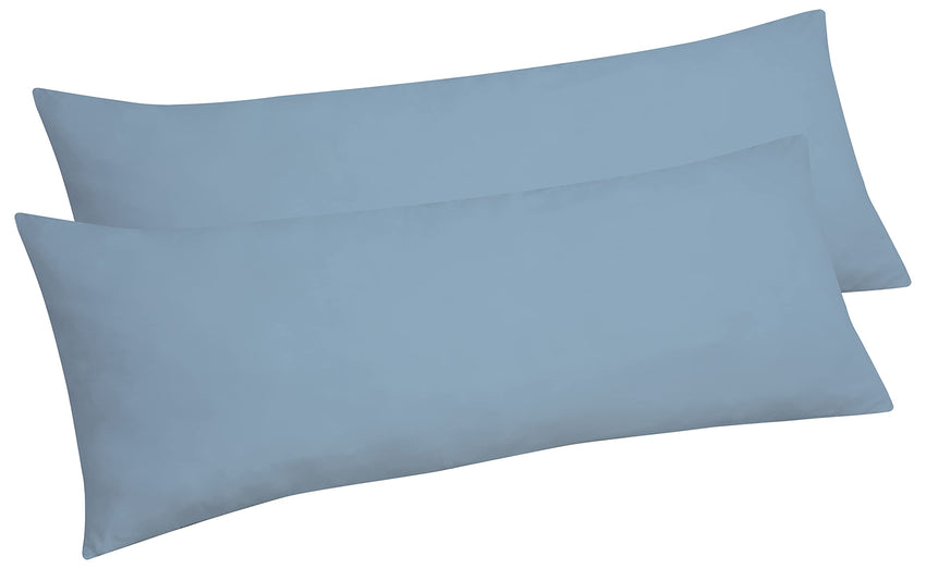 Royale Linens Body Pillow Cover - Double Brushed 1800 Microfiber - 20"x54" with Hidden Zipper Closure - Wrinkle & Fade Resistant - Super Soft Body Pillowcase (Lake Blue, Pack of 2)