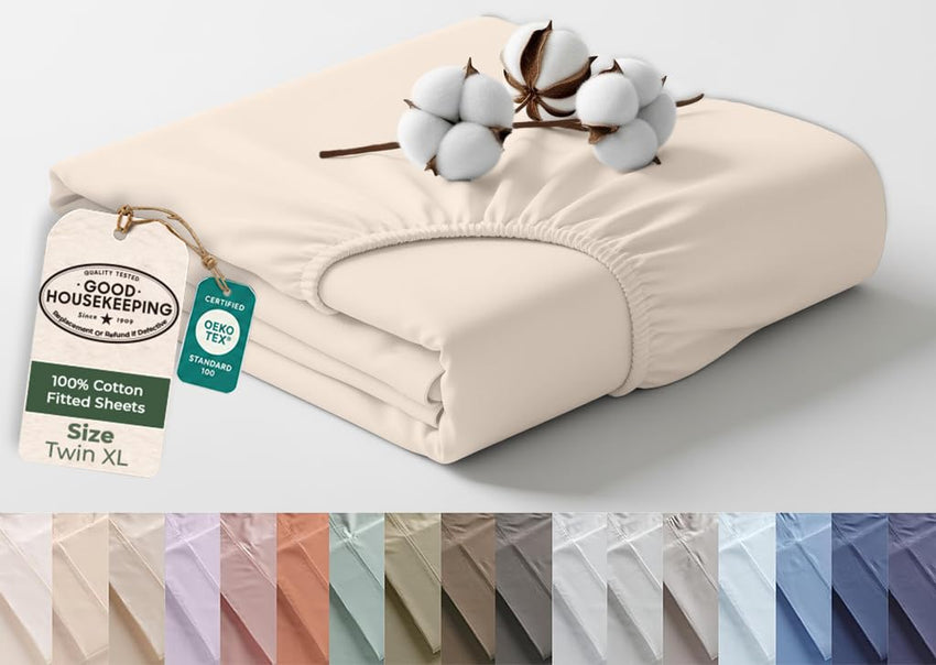 144TC cotton fitted sheet Sand