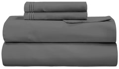 ROYALE LINENS - 4 Piece Queen Bed Sheet - Soft Brushed Microfiber 1800 Bedding Set - 1 Fitted Sheet, 1 Flat Sheet, 2 Pillow case - Wrinkle & Fade Resistant Luxury Queen Size Sheet Set (Grey, Queen)