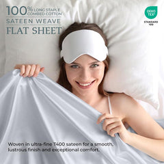 400TC cotton flat Signature White